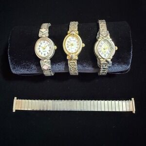 Vintage Womens Watch Lot Harve Benard MZ Berger Quartz Expansion Band 3pc + Band